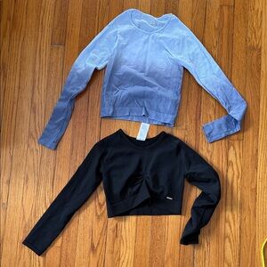 Blue and Black Long Sleeve Crop Tops Bundle